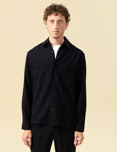 Surchemise col classique manches longues bleu marine homme
