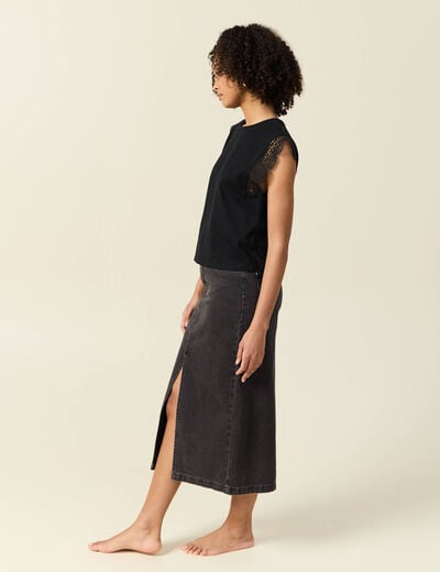 T-shirt manches courtes noir femme