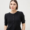 Gilet manches coude col rond noir femme