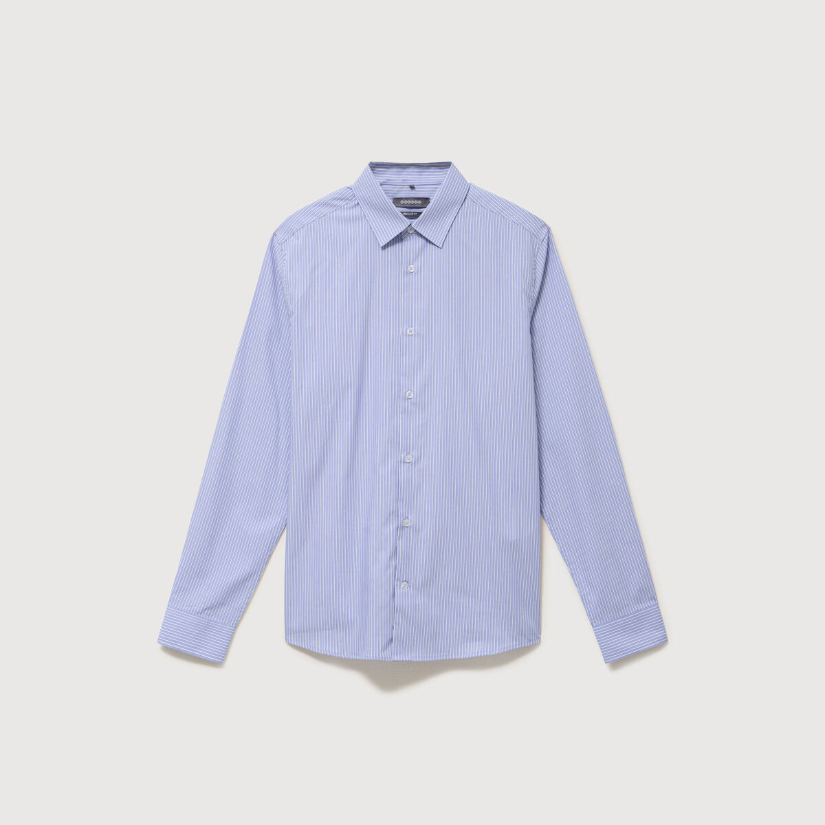 Chemise col am&eacute;ricain manches longues bleu gris homme