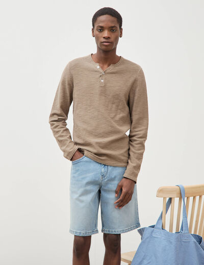 Bermuda en jeans denim bleach homme