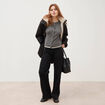 Gilet manches longues col rond gris femme