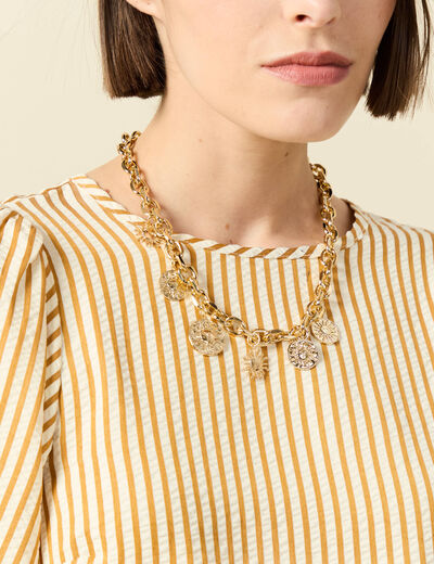Collier avec cha&icirc;ne couleur or femme