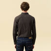 Chemise cintr&eacute;e en coton manches longues gris fonc&eacute; homme