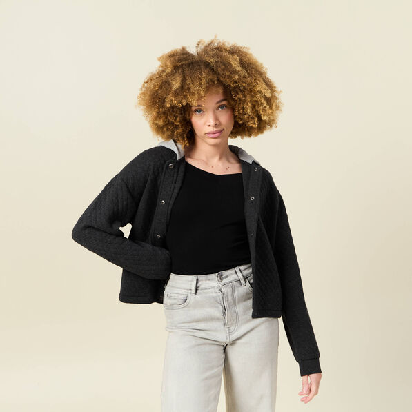 Gilet à capuche noir femme