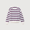 Pull col rond manches longues en coton marron chocolat femme