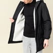 Parka longue droite &agrave; capuche noir homme
