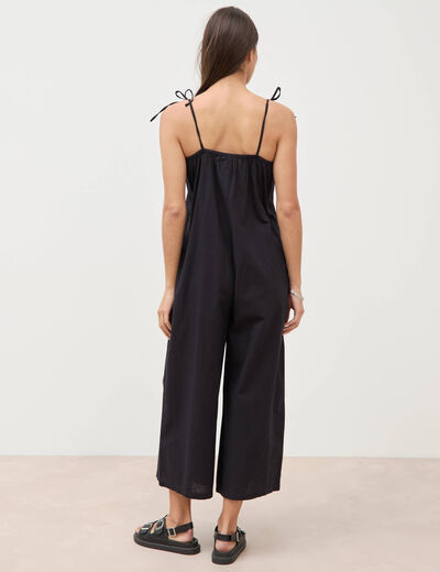 Combinaison salopette col carr&eacute; noir femme