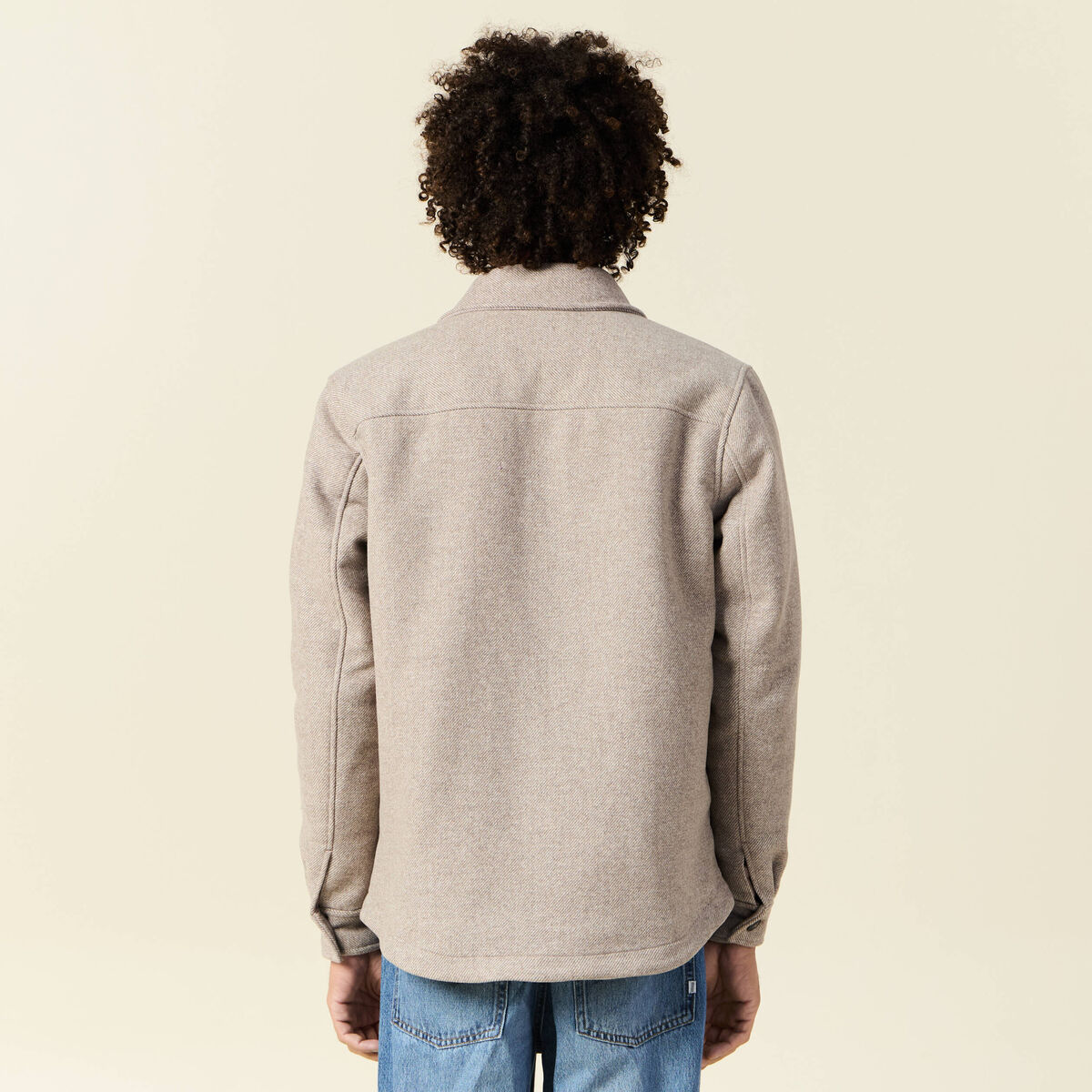 Surchemise boutonn&eacute;e beige homme