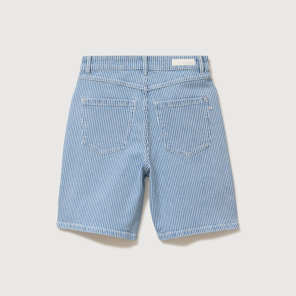 Bermuda large taille haute en jeans denim stone femme