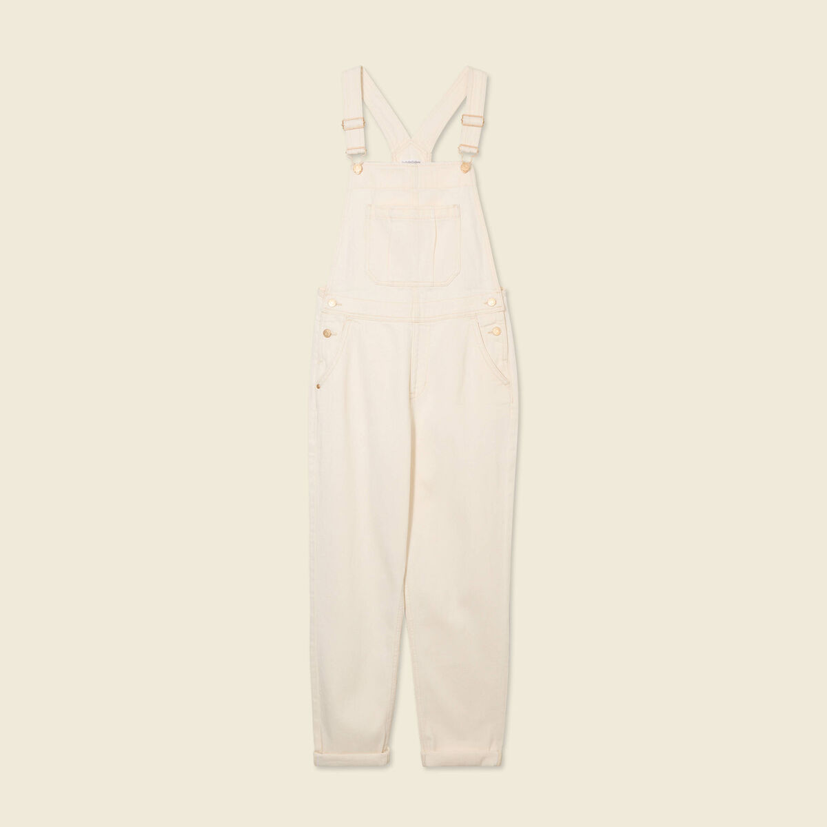 Salopette droite en jean denim blanc femme