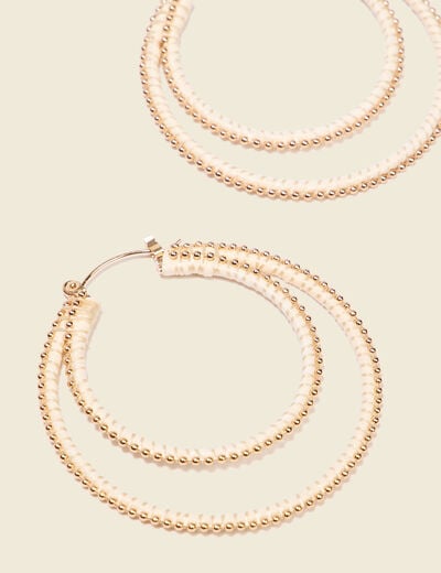Boucles d'oreilles créoles ecru femme