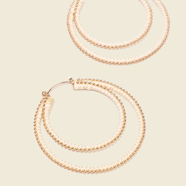 Boucles d'oreilles créoles ecru femme