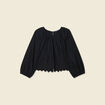 Blouse manches 3/4 brodée noir femme