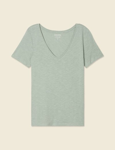 T-shirt manches courtes vert kaki femme