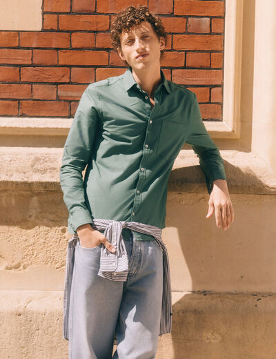 Chemise manches longues vert homme