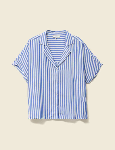 Chemise manches 3/4 bleu femme