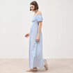Robe col carr&eacute; manches courtes coton blanc femme