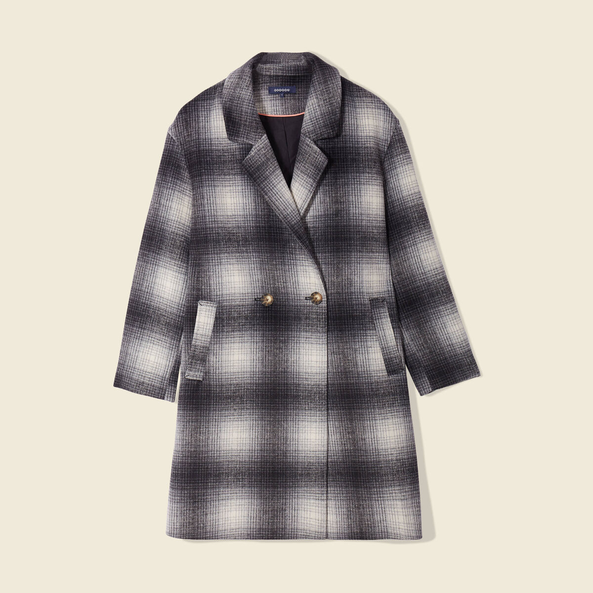 Manteau droit long noir femme