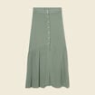 Jupe longue évasée vert kaki femme