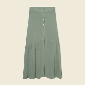 Jupe longue évasée vert kaki femme