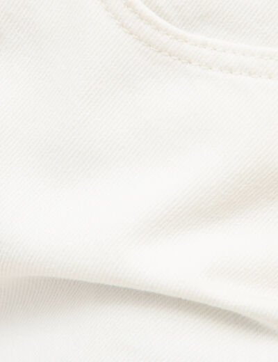 Jeans wide leg taille bascul&eacute;e denim blanc femme