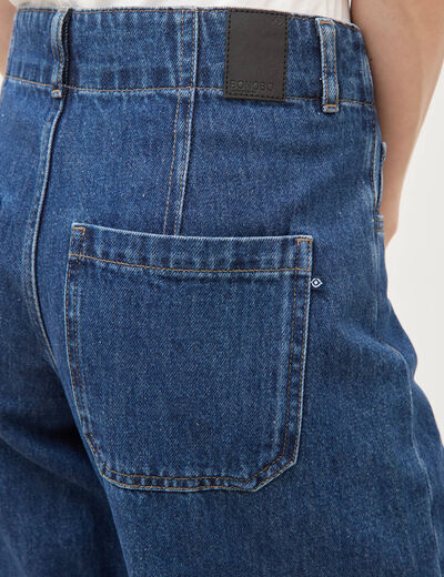 Jeans loose taille haute en coton denim used femme