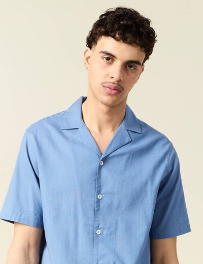 Chemise manches courtes bleu gris homme