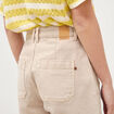 Short en jean taille haute beige femme