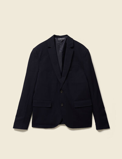 Blazer droit court col tailleur bleu marine homme
