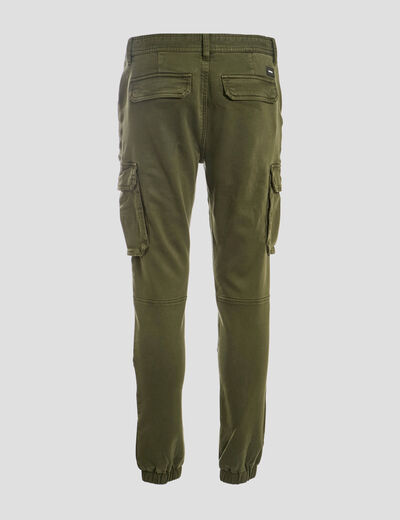 Pantalon cargo taille à cordon vert kaki homme