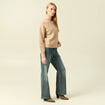 Gilet manches longues col rond creme femme