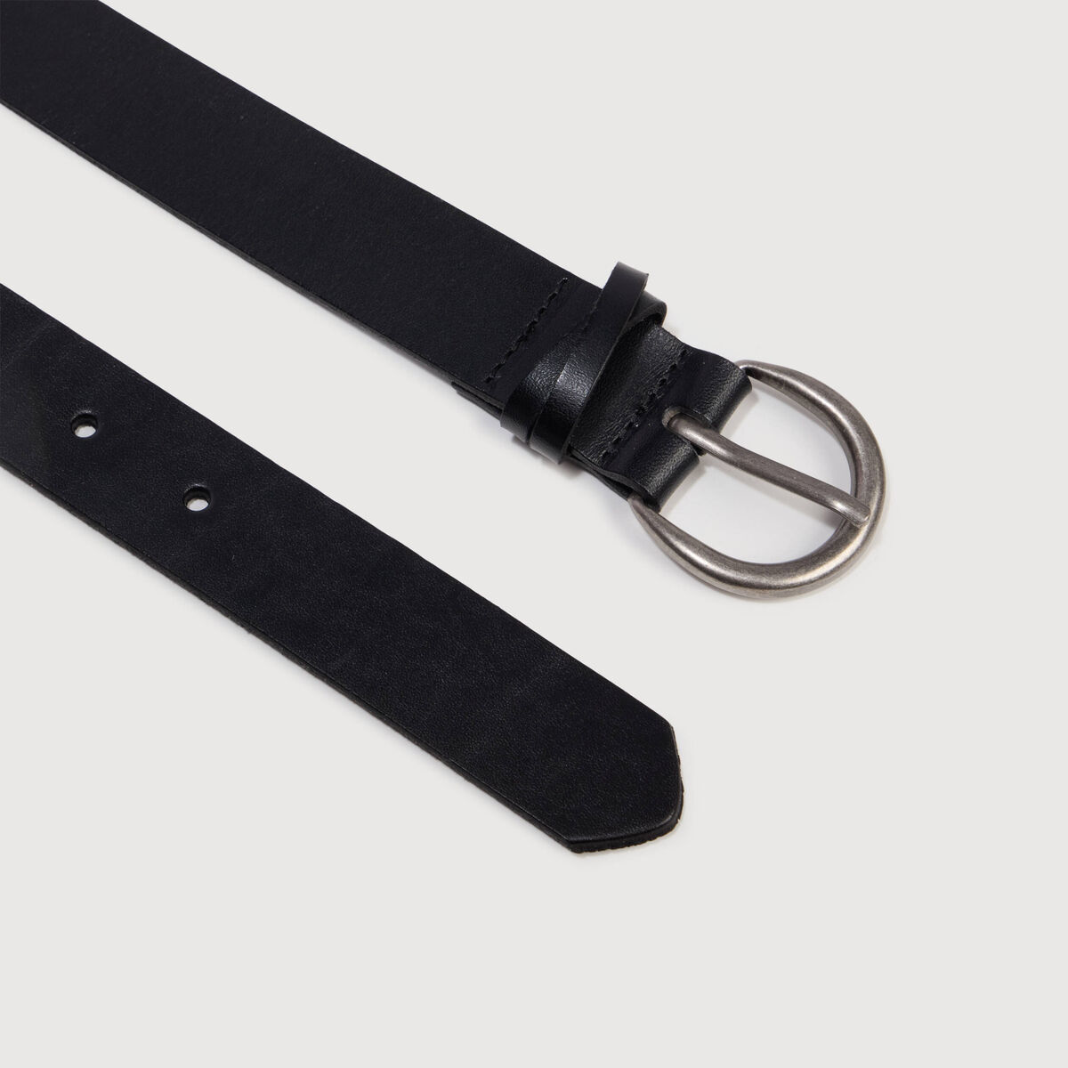 Ceinture large en cuir noir femme
