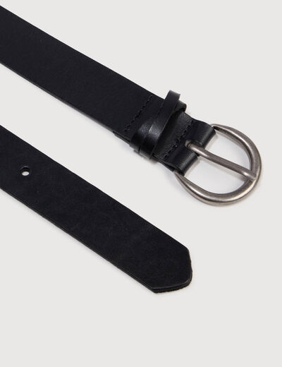 Ceinture large en cuir noir femme