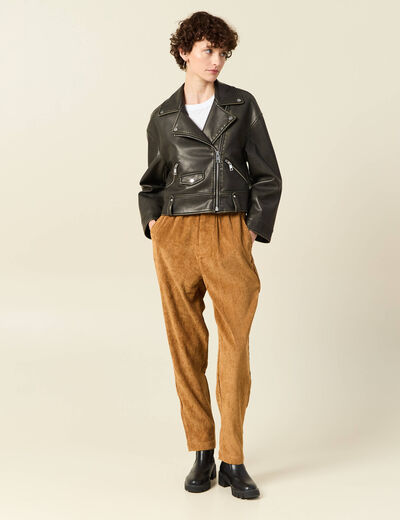 Tregging velours 7/8ème beige femme