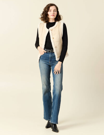 Veste suédine sans manches creme femme