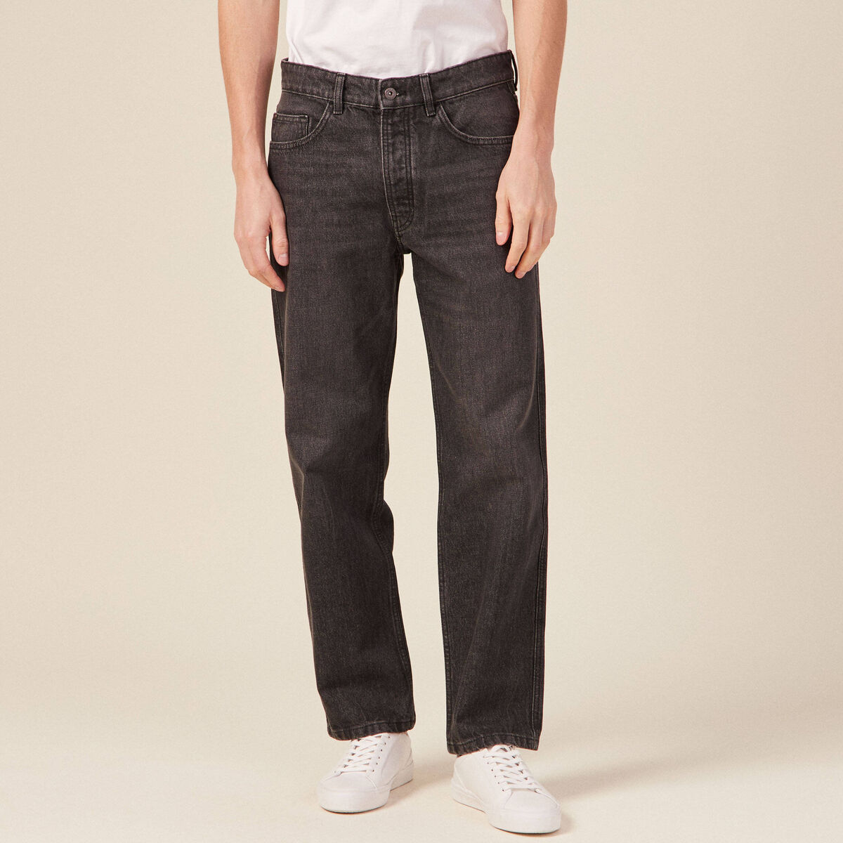 Jeans relax 5 poches denim snow noir homme