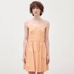 Robe bretelle col c&oelig;ur en coton orange abricot femme