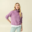 Pull col roul&eacute; manches longues mauve femme