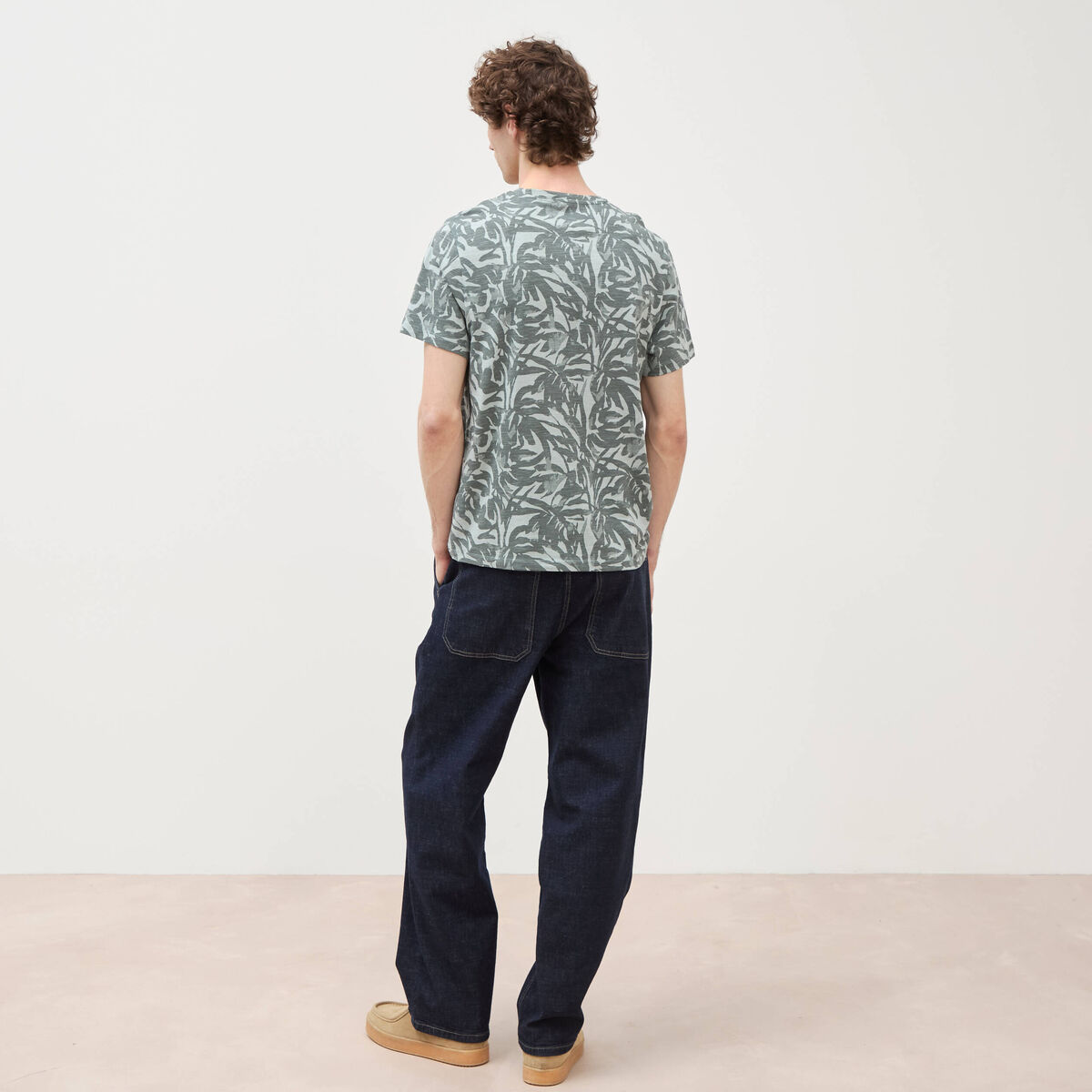 T-shirt manches courtes vert fonc&eacute; homme