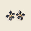 Boucles d'oreilles fleurs bleu canard femme