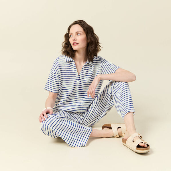 Polo manches courtes ecru femme