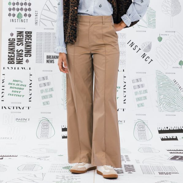 pantalon large taille haute beige femme Pantalon large taille haute beige femme