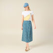 Jupe longue portefeuille bleu femme