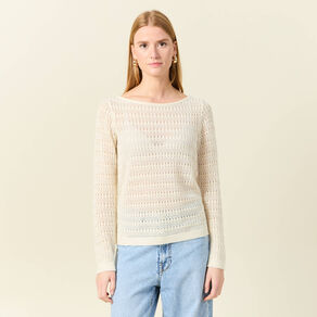 Gilet manches longues creme femme