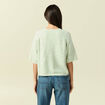 Pull col v manches 3/4 vert femme