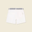Short boyfriend ceinturé jean denim blanc femme