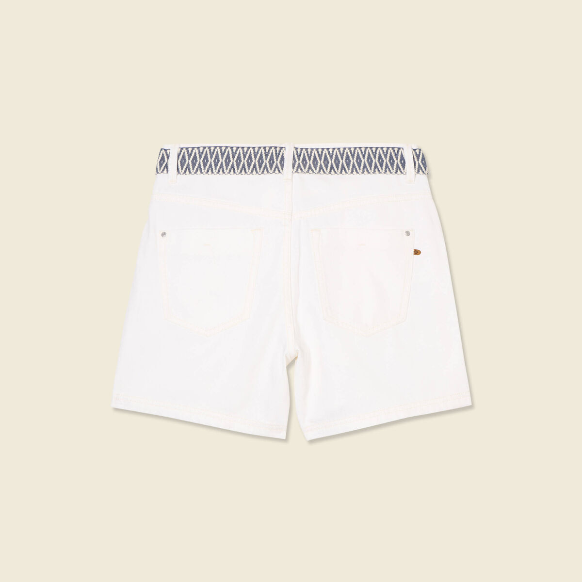 Short boyfriend ceinturé jean denim blanc femme