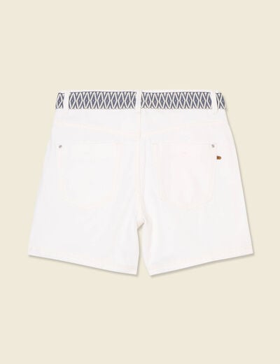 Short boyfriend ceinturé jean denim blanc femme