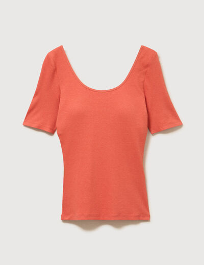 T-shirt ajust&eacute; avec brassi&egrave;re int&eacute;gr&eacute;e rouge fonc&eacute; femme